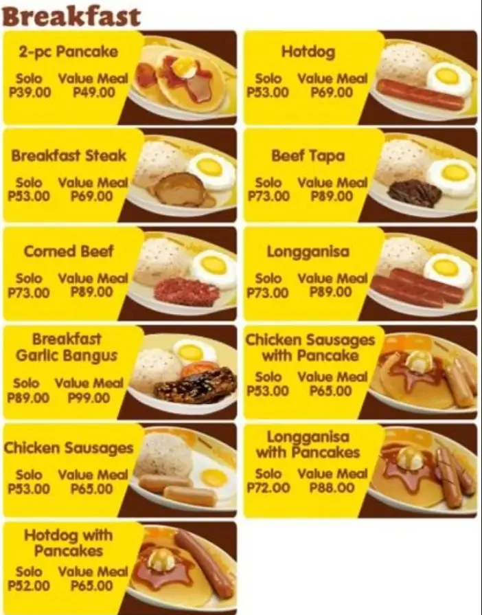 Jollibee Breakfast Menu