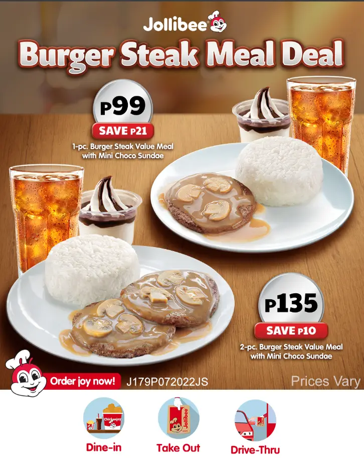 Jollibee Burger Steak Menu