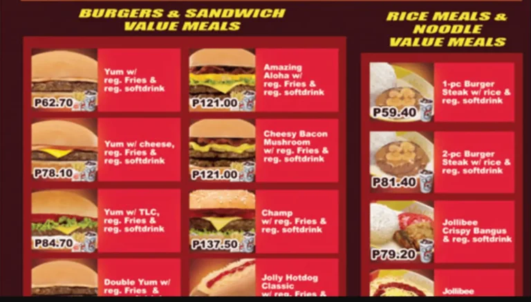 Jollibee Burgers Menu Philippines Prices 2024