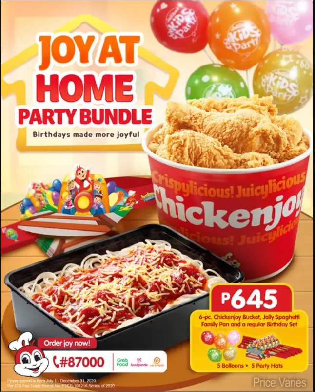 Jollibee Joy at Home Birthday Menu Philippines Prices 2024