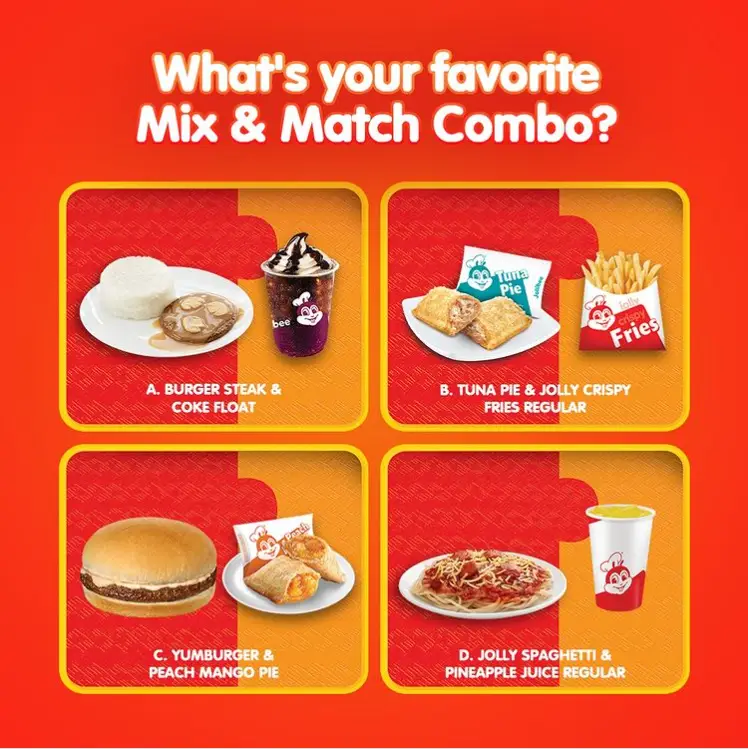 Jollibee Mix and Match Menu Philippines Prices 2024