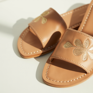 Elegant Floral Embroidered Slide Sandals