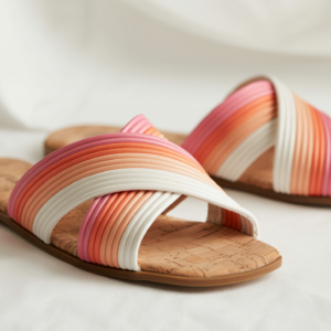 Gradient Strappy Slide Sandals