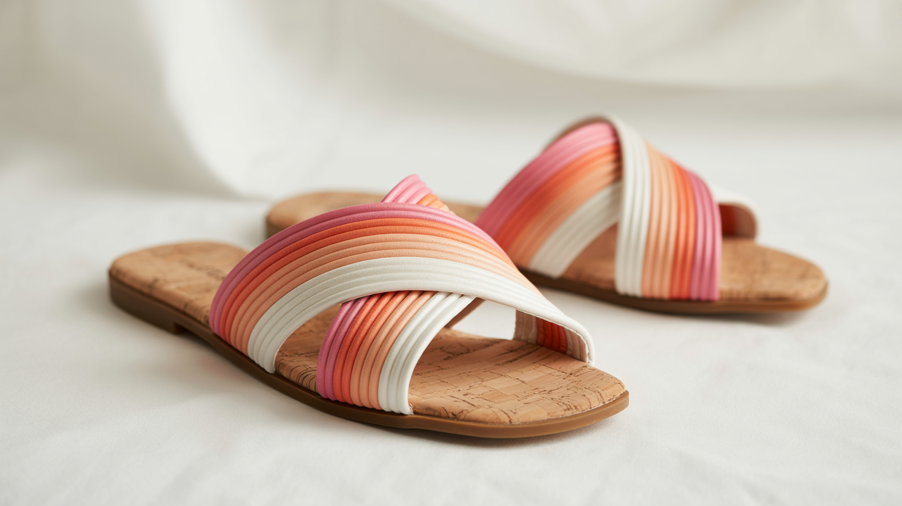 Gradient Strappy Slide Sandals