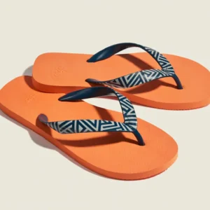 Vibrant Orange Flip-Flops with Geometric Strap