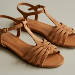 Classic Brown T-Strap Gladiator Sandals