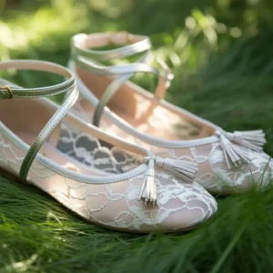Elegant Lace Detail Black Flats