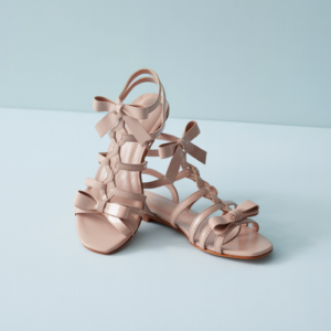 Elegant Nude Bow Gladiator Sandals