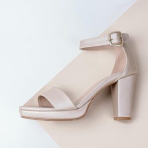 Elegant Cream Platform Ankle Strap Heels